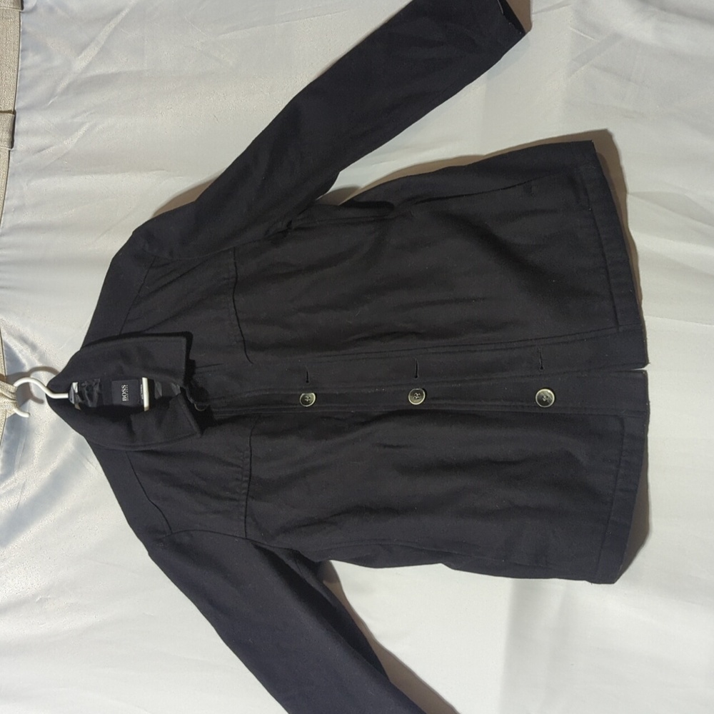 Boss Hugo Boss Men's Size 42R Wool & Cashmere Black Pea Coat